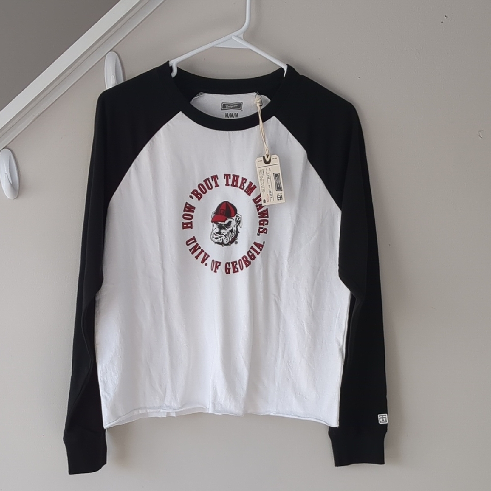 Black & White Raglan Long Sleeve Tee with Graphic Logo